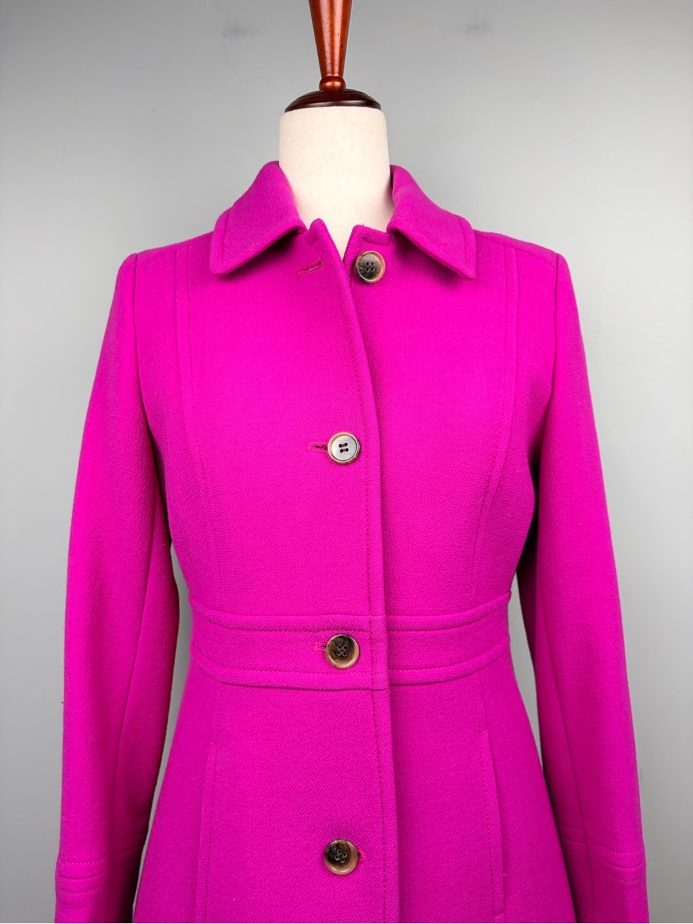 J.Crew Lady Day Coat Women’s 6 Fuchsia Pink Wool Thinsulate Double Cloth - Picture 2 of 11